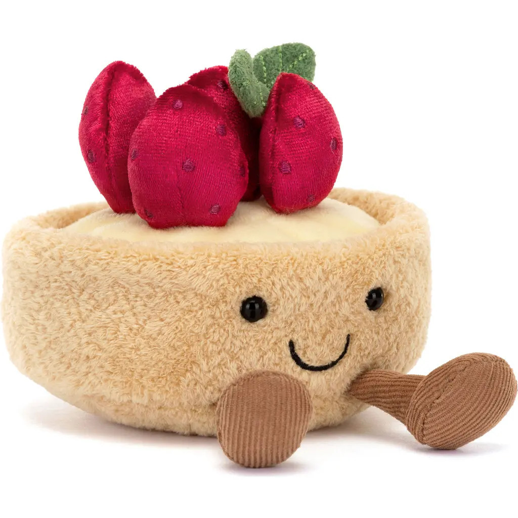 Jellycat Amuseables Fleurette Tarte Aux Fraises 4.5-Inch Plushie in Beige Multi at Nordstrom | Nordstrom