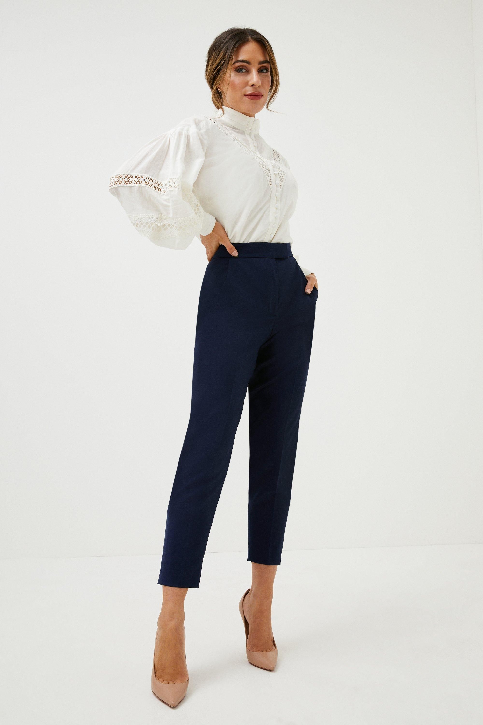 Lydia Millen Wool Blend Slim Leg Trouser | Karen Millen UK & IE