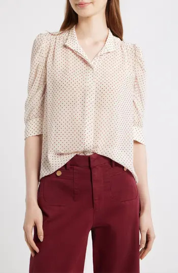FRAME The Gillian Polka Dot Shirt in Cream Multi at Nordstrom Rack, Size X-Small | Nordstrom Rack