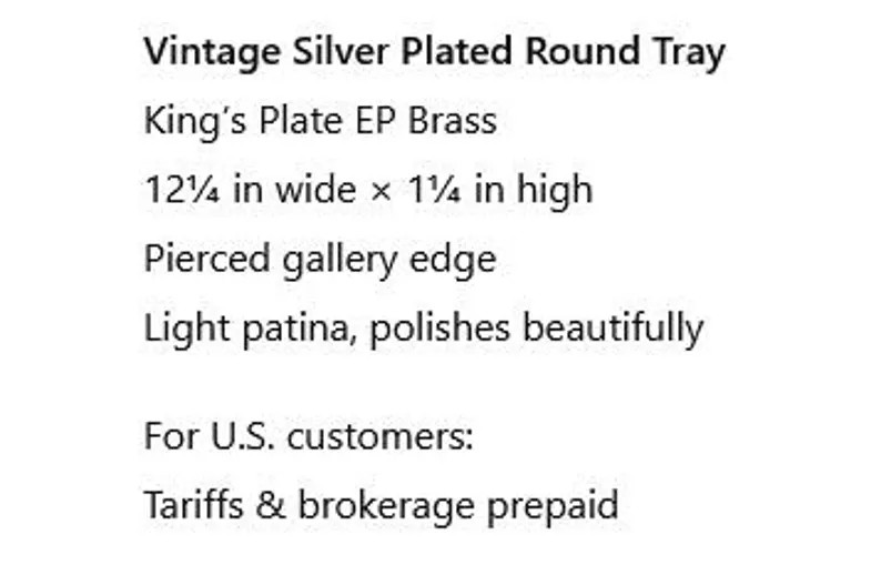 Vintage Silver Plated Round Serving or Vanity Tray – Pierced Gallery Edge - Etsy | Etsy (US)