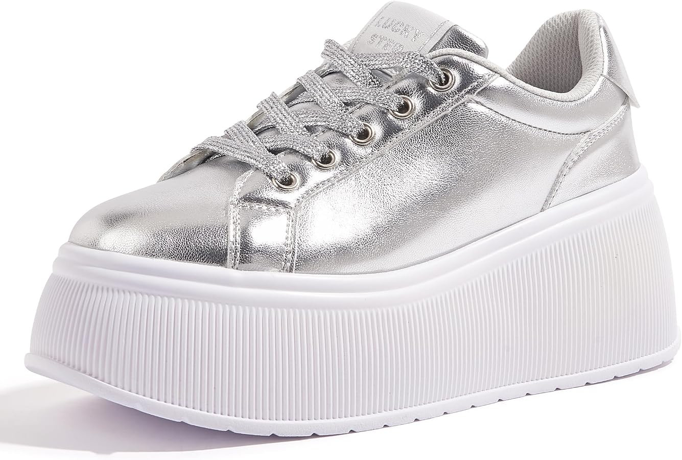 LUCKY STEP Women's Platform Wedge Canvas Sneakers | Amazon (US)