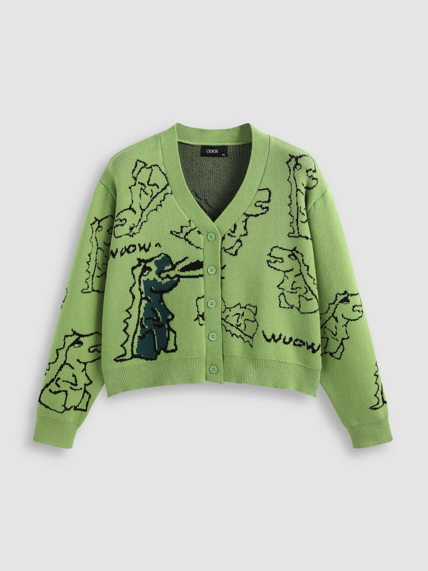 Dinosaur Pattern Cardigan Curve & Plus | Cider