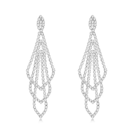 AOLIMI Silver Rhinestone Dangle Earrings for Women Cubic Zirconia Crystal Dangle Earrings Long Chandelier Earrings Multi Layer Tassel Earrings Wedding Bridal Jewelry | Amazon (US)