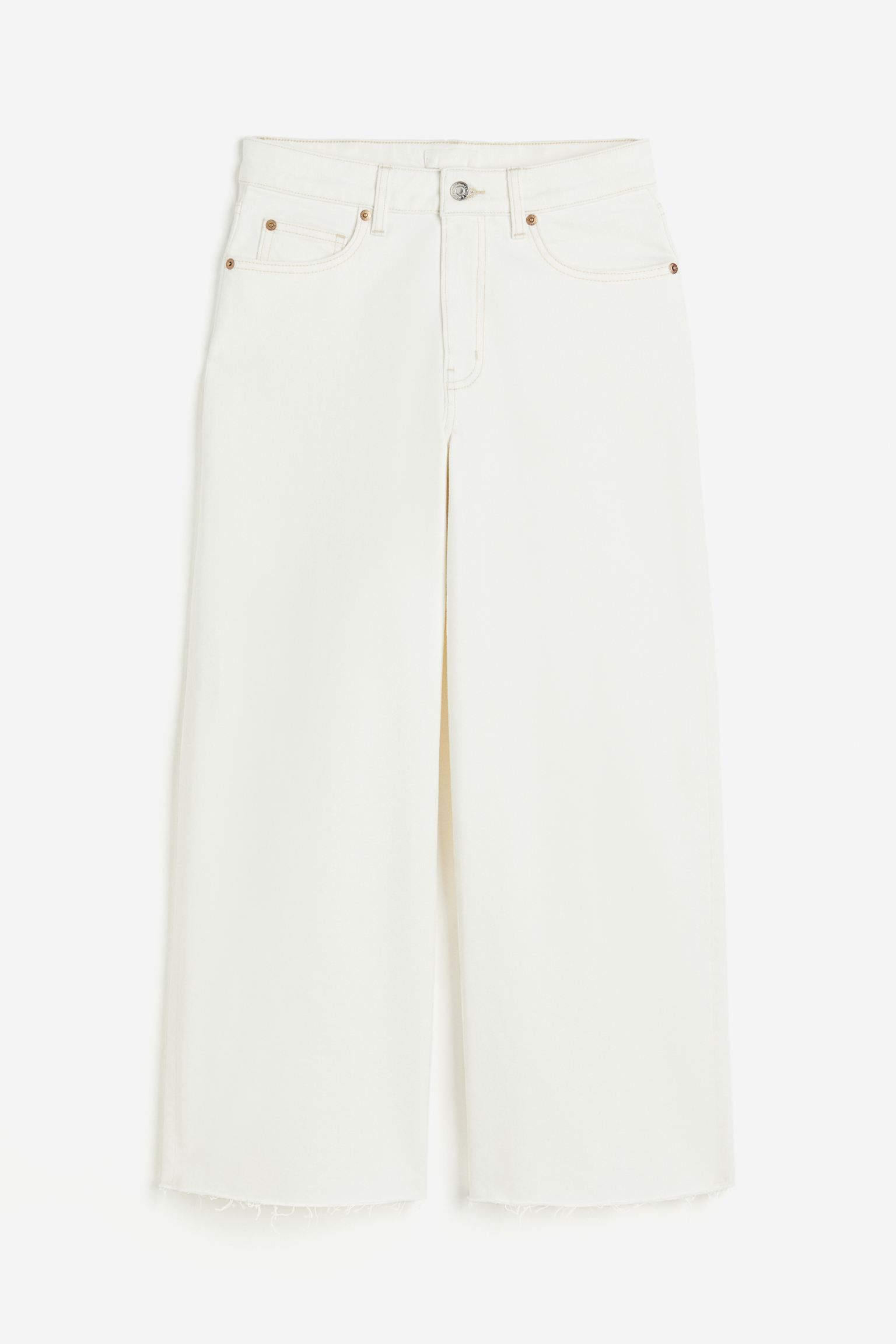 Wide High Ankle Jeans - White - Ladies | H&M GB | H&M (UK, MY, IN, SG, PH, TW, HK)
