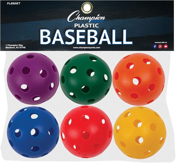 Champion Sports 9" Hollow Plastic Baseballs – Lightweight, Durable Practice Balls for All Ages | Amazon (US)