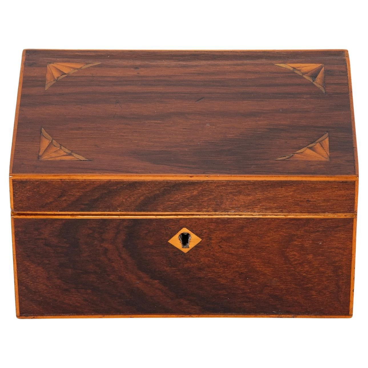 19th Century English Regency Mahogany Box With Satinwood Inlay | 1stDibs