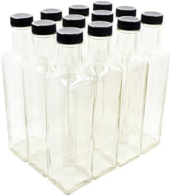 Clear Glass Quadra Bottles, 250ml (8.5 Fl Oz) - Case of 12 | Amazon (US)