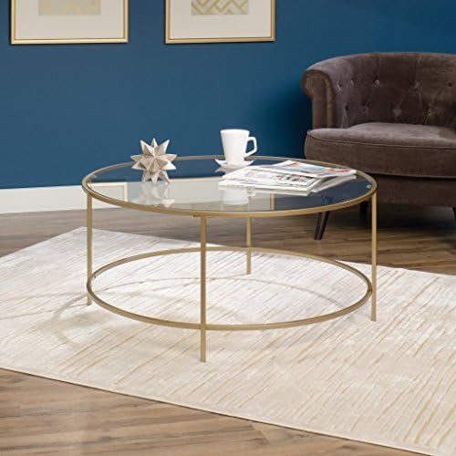 Sauder 417830 Int Lux Coffee Table Round, Glass / Gold Finish | Amazon (US)