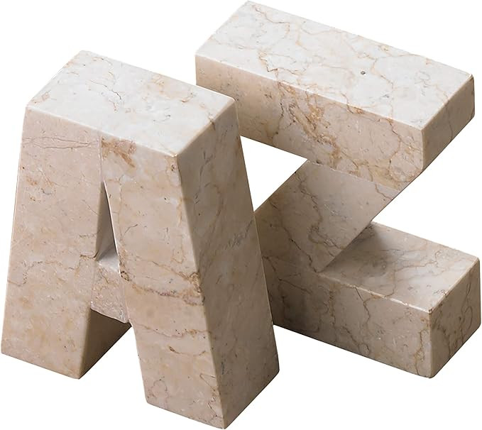 Creative Home Champagne Marble Stone Column Style Bookend Set | Amazon (US)