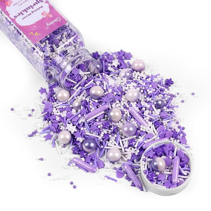 Purple Sprinkles for Cake Decorating 4.23ounce - Sugar Mix Contains Star & Pearl Sprinkles for Cu... | Amazon (US)