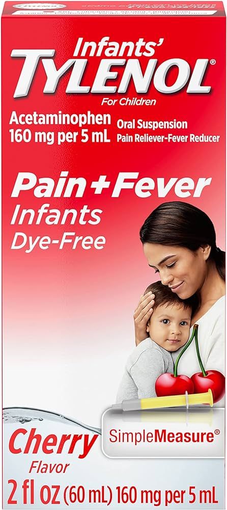 Tylenol Infants' Liquid Medicine with Acetaminophen Pain + Fever Relief DyeFree fl, Red, Cherry, ... | Amazon (US)