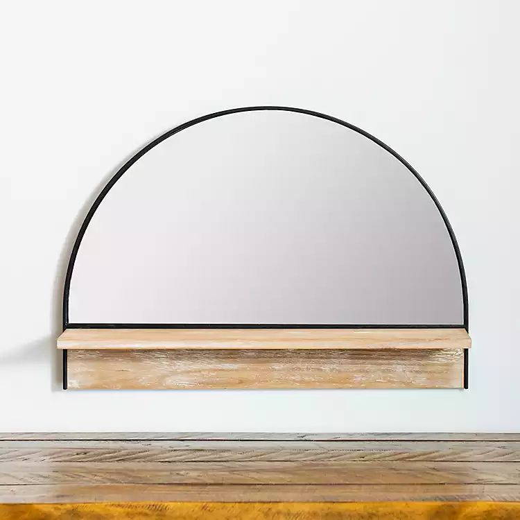 Black Metal and Wood Shelf Wall Mirror | Kirkland's Home