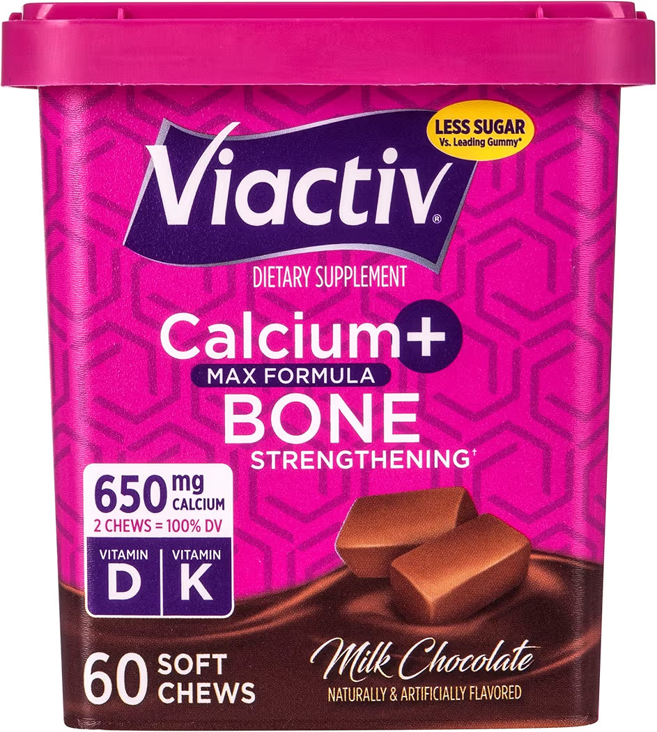 Viactiv Calcium +Vitamin D3 Supplement Soft Chews, Milk Chocolate, 60 Chews - Calcium Dietary Sup... | Amazon (US)