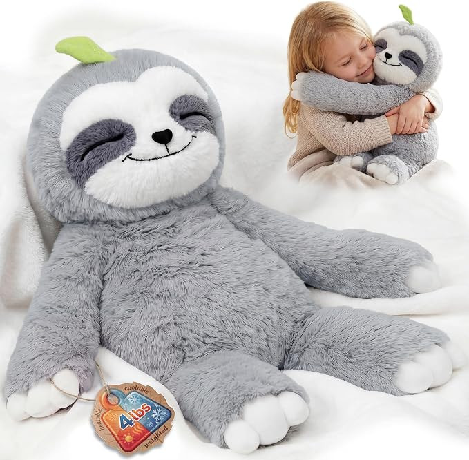 Mewaii 4 Lbs Weighted Stuffed Animals with Heating Pad- Heavy Belly & Limbs, 20" Sloth Heated Plu... | Amazon (US)