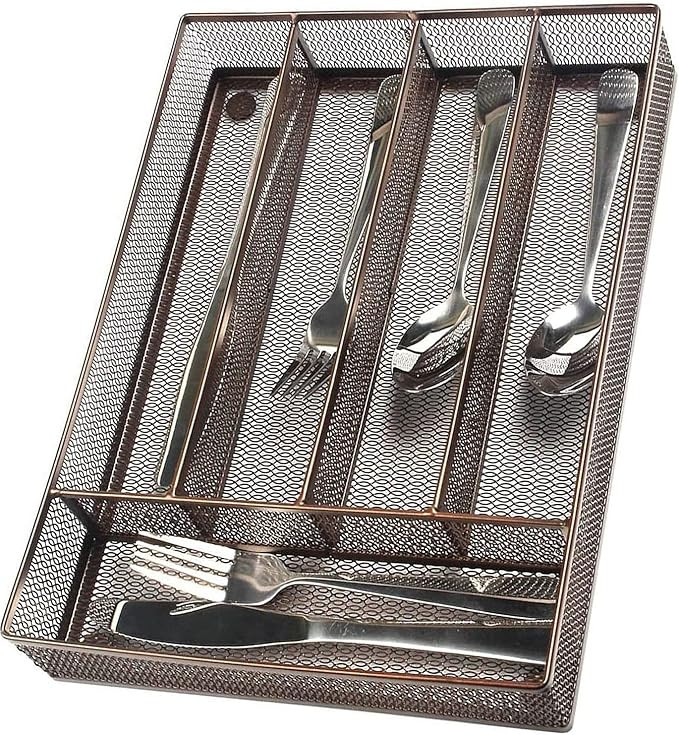 Flatware Tray Utensil Drawer Organizer Kitchen Utensil Cutlery Tray Mesh Designing with Foam Feet... | Amazon (US)