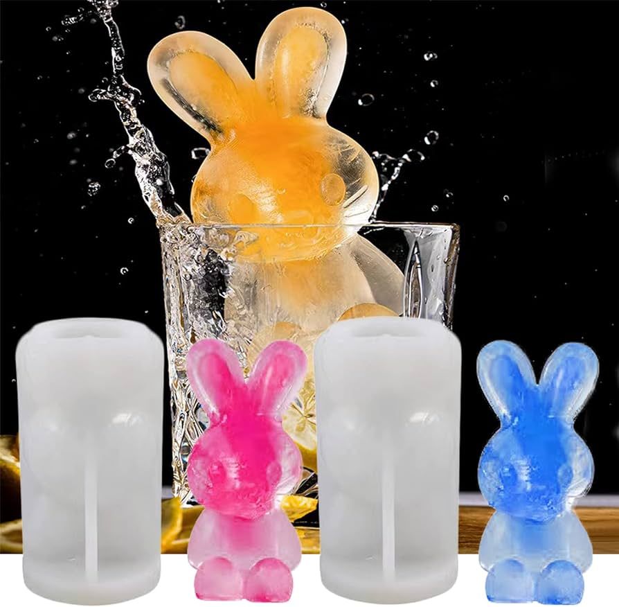 Rabbit Ice Molds 2 Pack, Ice Cube Trays Mold to DIY Lovely 3D Drink Ice Coffee Juice Cocktail. Ea... | Amazon (US)