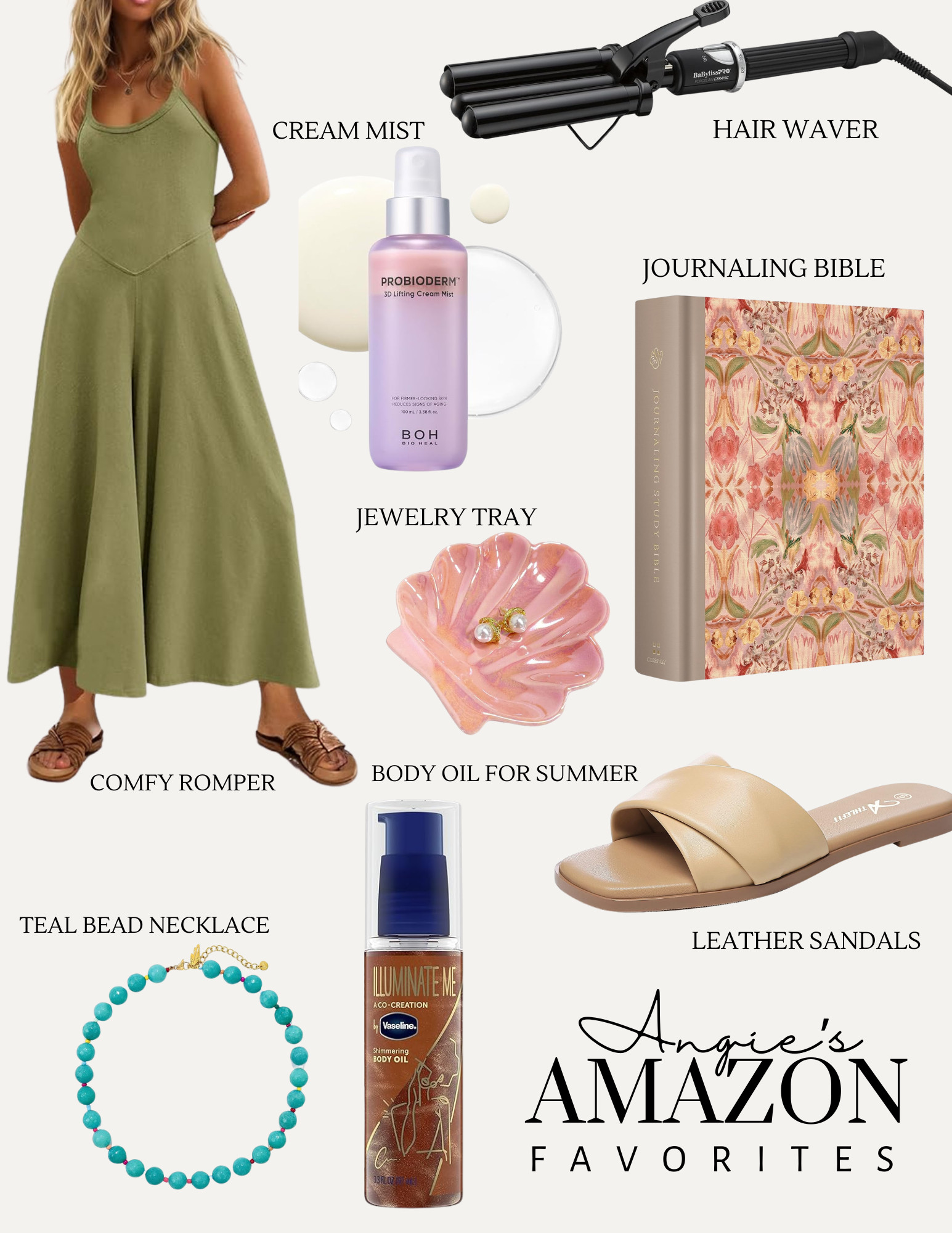 My Amazon favorites of the week!
I got so many kind compliments about my hair in the recent Free People dupes video, and I wanted to give credit to the hair waver tool that gives me those beachy waves!
This cream mist may be my new favorite skin care product. It's just so hydrating and feels incredible! It makes my skin glow with no makeup on - I even got multiple compliments from strangers this week when I used just this product before going out.
The romper is shown in the free people video, and as someone who doesn't usually care for rompers- this one has made me a believer 😉
Okay, listen, I LOVE finding products that are as good as the pricey ones (or better) for a more affordable price! I've been testing a ton of skin illuminators, body oils, and lotions for summer, and this one from Vaseline has stood out among the crowd! It's the cheapest option, and yet it rivals the ones that cost 4x as much! It's an EASY yes.

#amazonfinds
#amazonfashion
#freepeopledupe
 

 #LTKFindsUnder50 #LTKStyleTip #LTKFamily