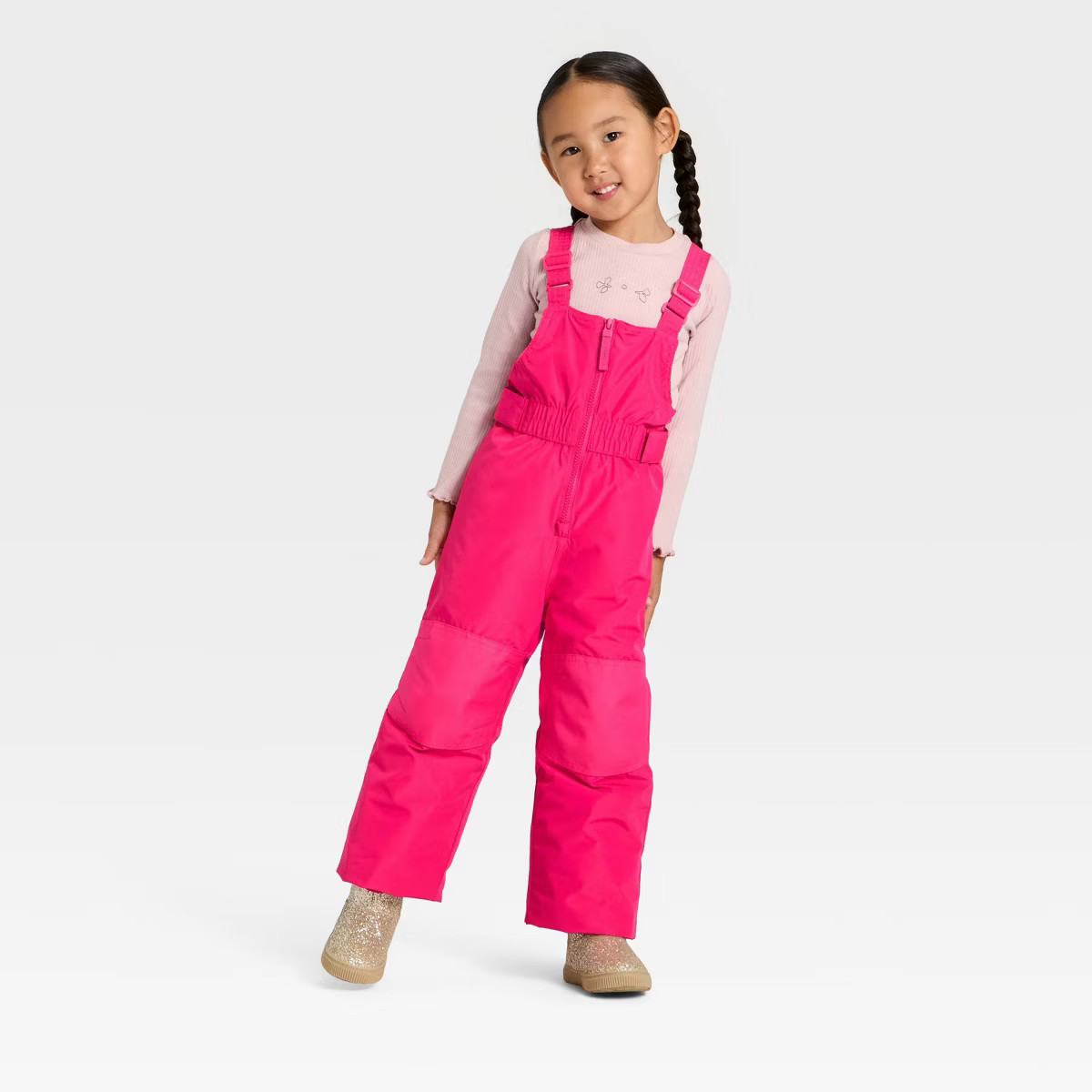 Toddler Girls' Solid Snow Bib - Cat & Jack™ Pink | Target