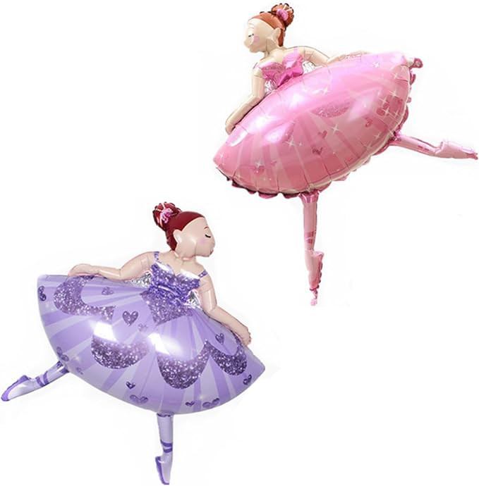 2pcs Ballet Dancing Girl Shaped Foil Balloons for Girls Birthday Baby Shower Ballet Dancing Theme... | Amazon (US)