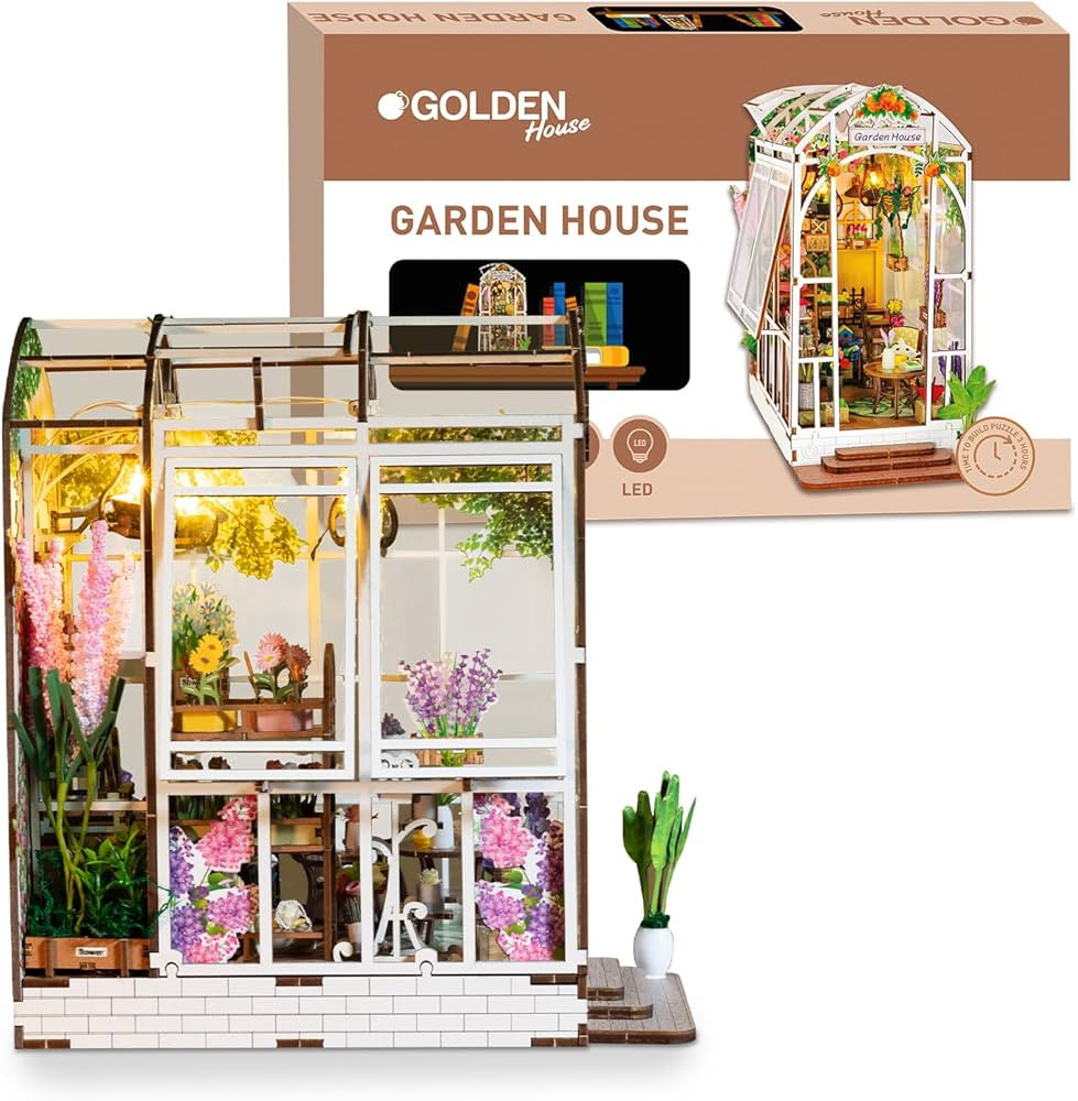 Golden House DIY Book Nook Garden House - 9.5 x 8.0 x 4.3 inches - Bookshelf Miniature Scenes - B... | Amazon (US)