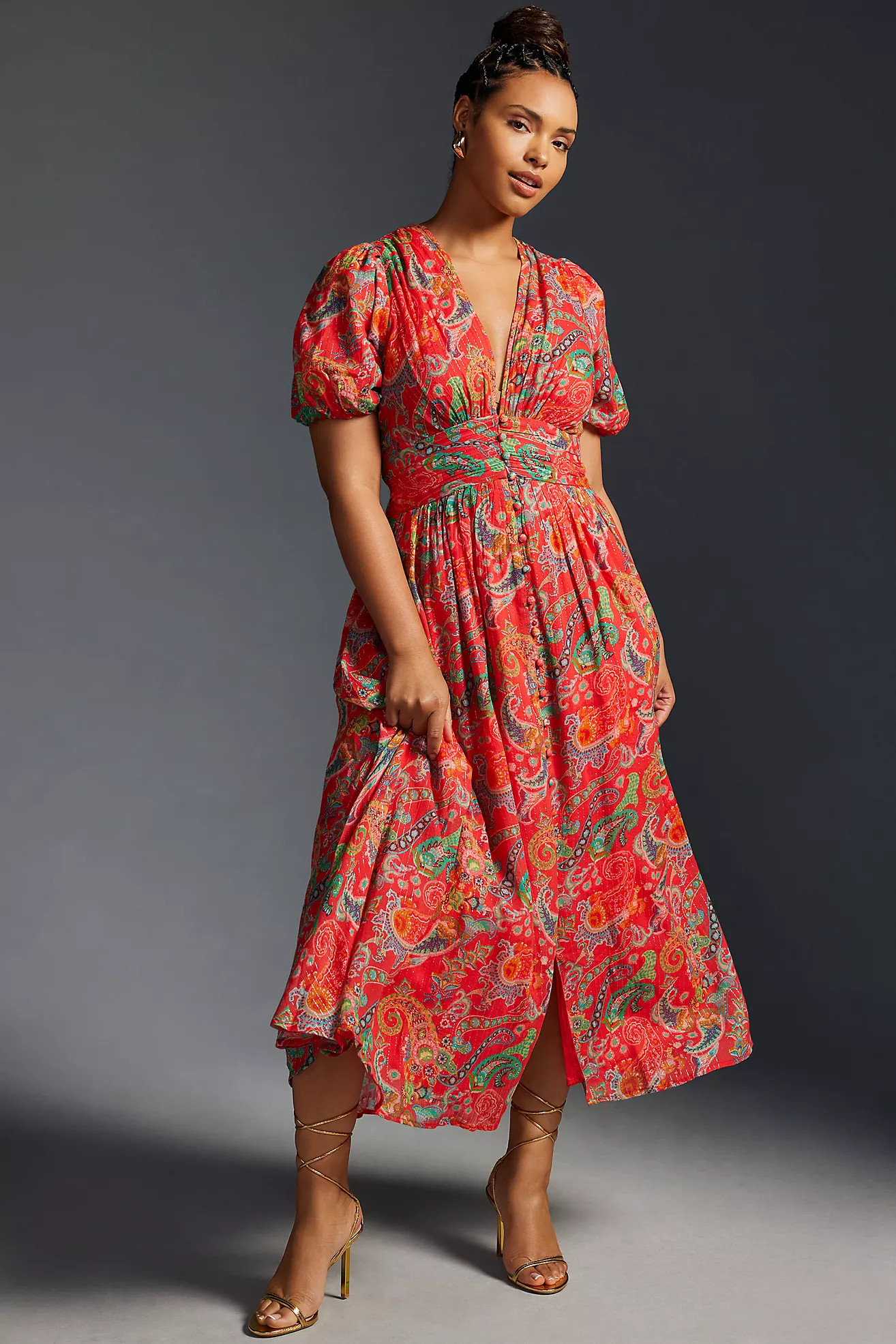 The Katerina Lurex Button-Front Dress | Anthropologie (US)