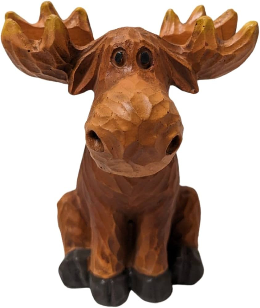 Whimsical Wood-Cut Look Hand-Carved Moose Eyeglasses Holder Stand Rustic Cabin Lodge Décor | Amazon (US)