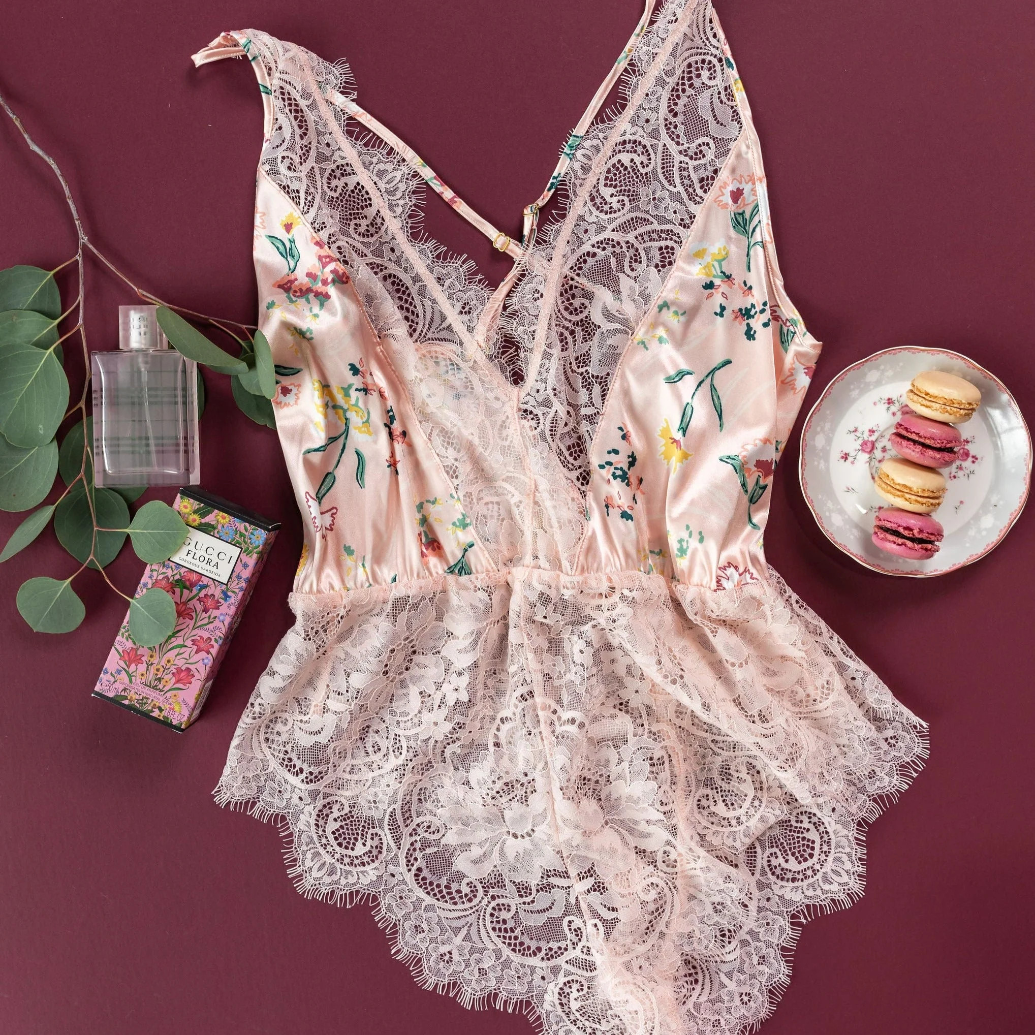 Floral Satin & Eyelash Lace Romper | Mentionables
