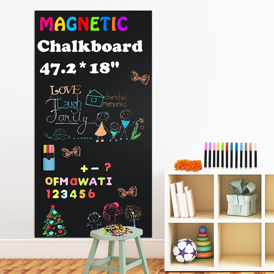 Magnetic Chalkboard Contact Paper for Wall, 47.2" x 18" Self-Adhesive Magnet Wall Sheet with 79 M... | Amazon (US)