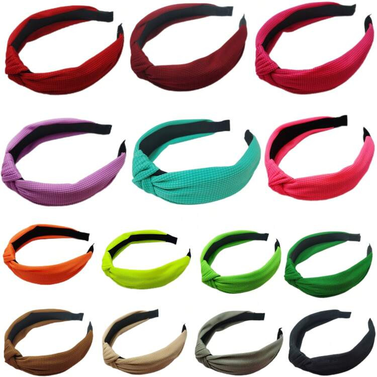 1pc Ladies" Solid Color Candy-Colored Waffle Fashionable Hairband With Knot Design, Simple Hair A... | SHEIN