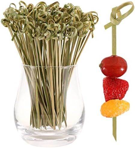 200 PCS Cocktail Picks, 4.7 Inch Toothpicks for Appetizers, Natural Bamboo Knot Skewers, Mini Foo... | Amazon (US)