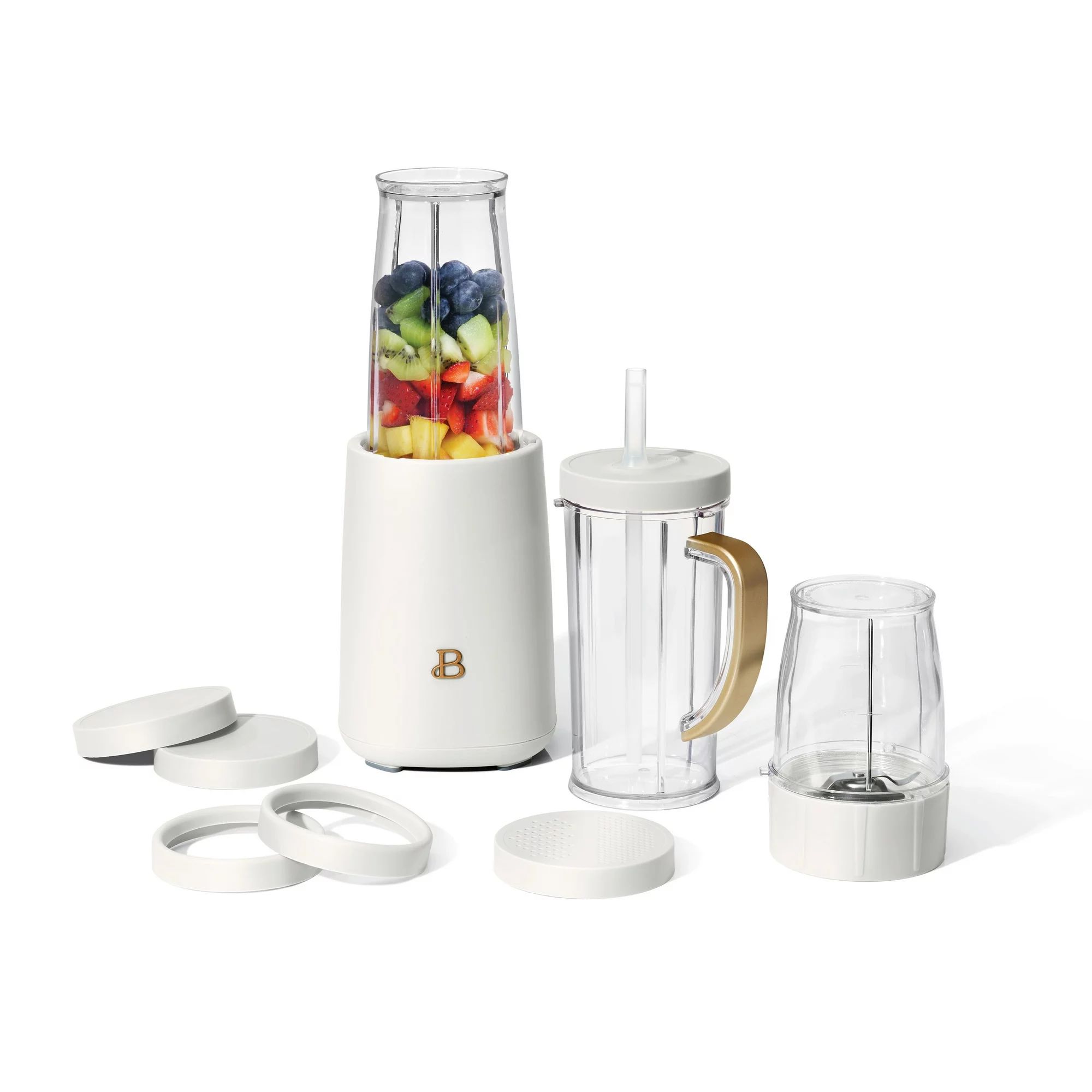 Beautiful Personal Blender Set with 12 Pieces, 240 W, White Icing by Drew Barrymore - Walmart.com | Walmart (US)