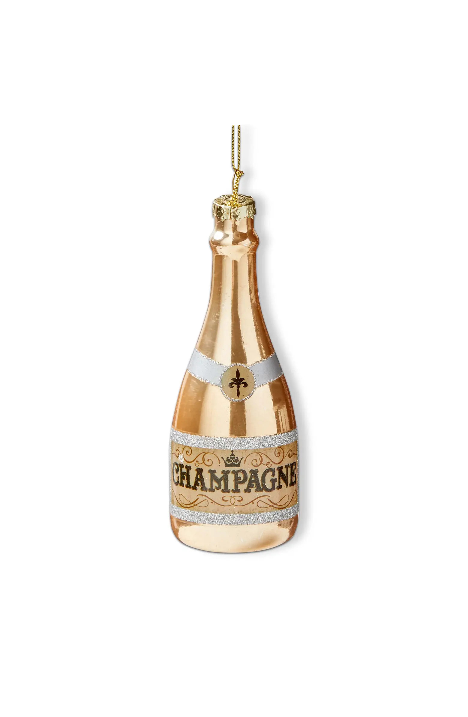 Champagne Bottle Glass Ornament Multicolor Christmas Decor | Nordstrom