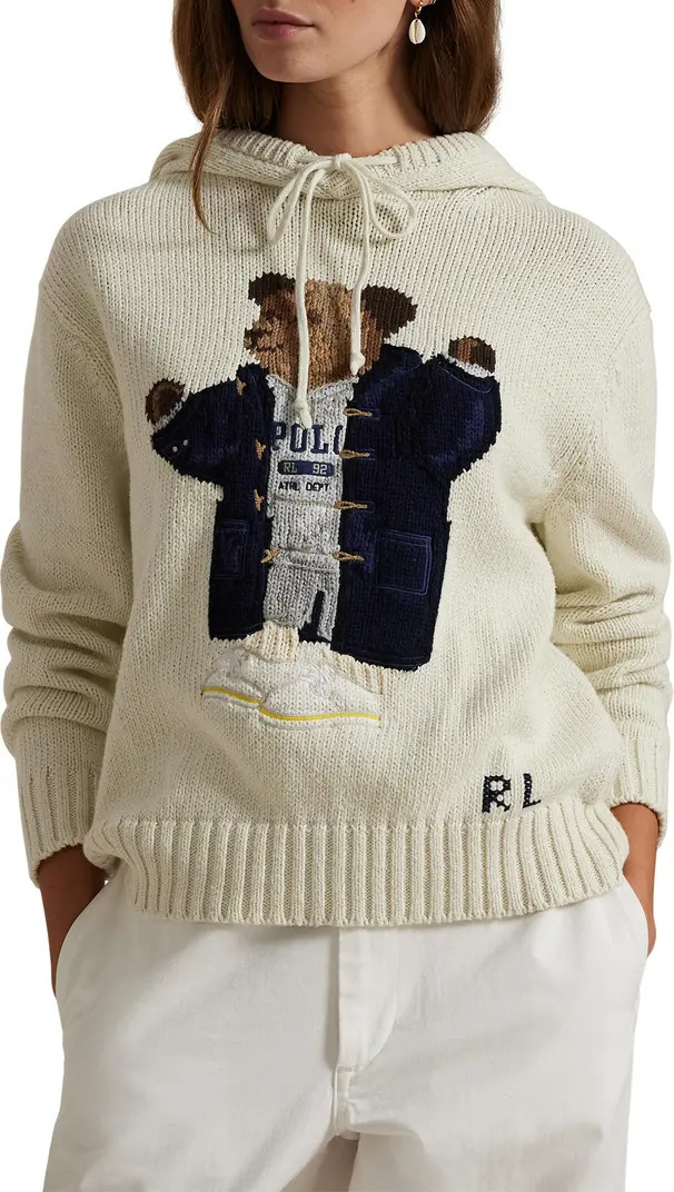 Polo Bear Hooded Cotton & Linen Sweater | Nordstrom
