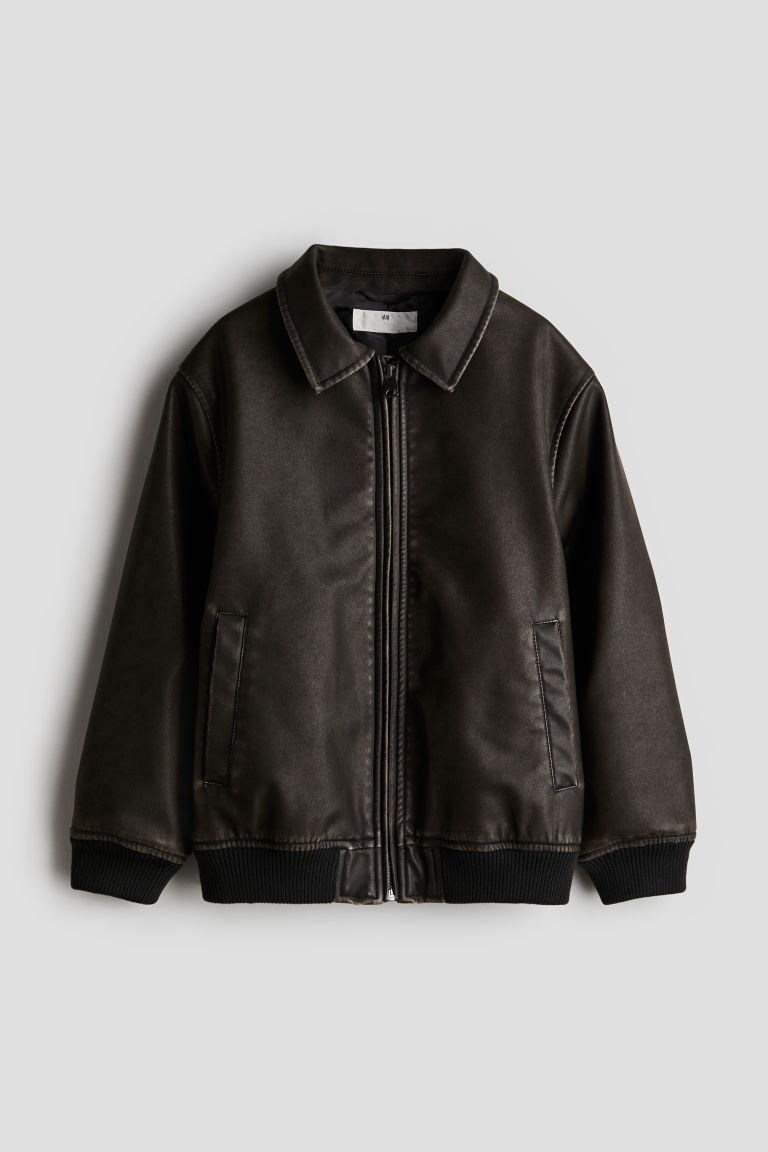 H & M - Coated Bomber Jacket - Black | H&M (US + CA)