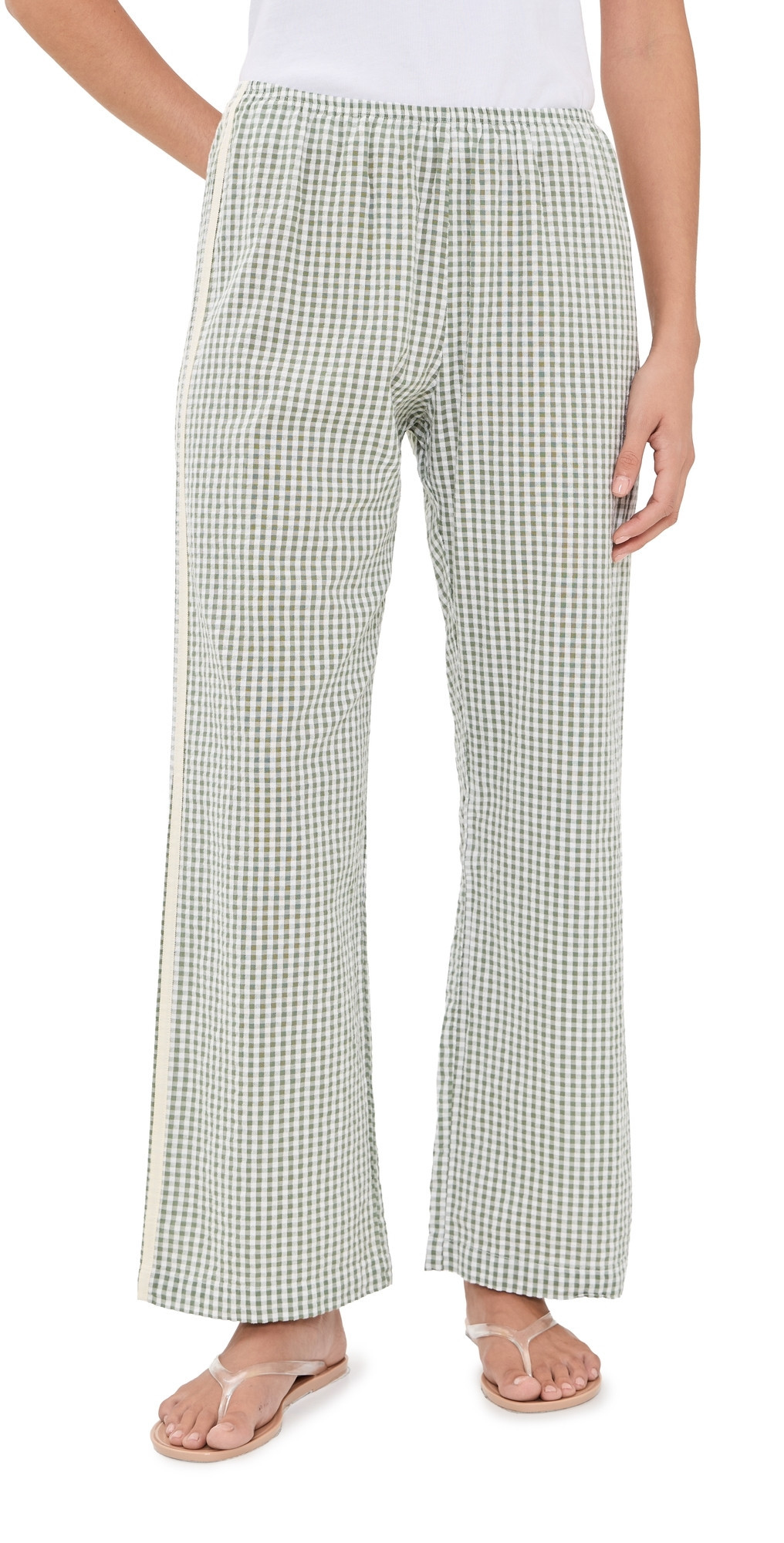 DONNI. The Cotton Gingham Stripe Crop Pants Dill XL | Shopbop