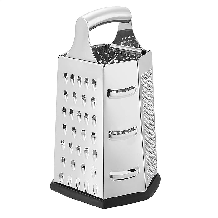 Amazon Basics Stainless Steel Heav-Duty Hexagonal Cheese Grater, 6-Sided Box Grater with Non-Slip... | Amazon (UK)