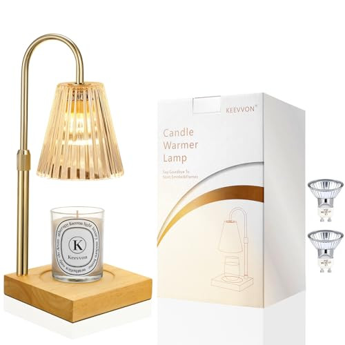 Keevvon Candle Warmer Lamp, Adjustable Height Candle Lamp Warmer with Timer, Electric Dimmable Wax Melt Warmer for Jar Candles with 2 Bulbs, Bedroom Home Decor Aesthetic Gift (Amber) | Amazon (US)