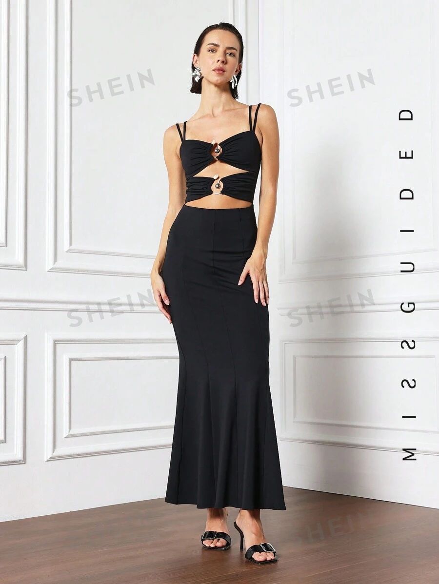 MISSGUIDED Metal Ring Detail Cut Out Cami Maxi Dress | SHEIN