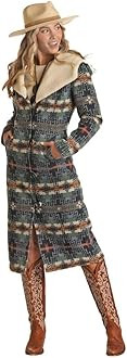 Panhandle Womens Aztec Long Wool Coat Indigo XL | Amazon (US)