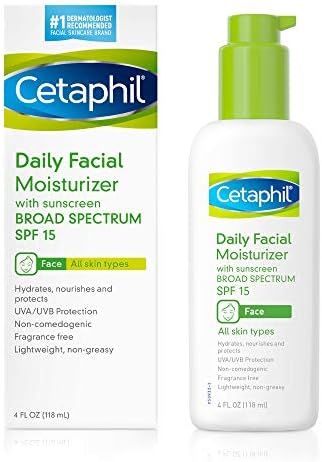 Cetaphil Daily Facial Moisturizer with Sunscreen Broad Spectrum SPF 15, Fragrance Free Unscented 8 F | Amazon (US)