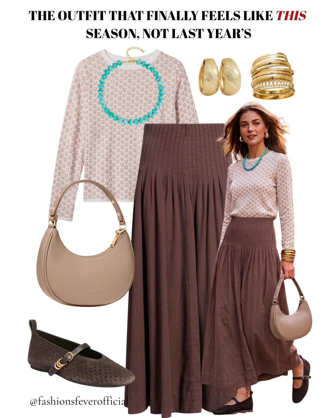 Fall Outfits Women!

The outfit that finally feels like this season, not last year’s.

Printed top. Pleated maxi skirt. A pop of turquoise where nobody expects it. Gold stacked instead of gold matched.

Fall dressing isn’t about doing more, it’s about picking the right three pieces and letting them do the talking.

Save this before the temperature drops and the scramble begins.

#FallOutfitIdeas #FallStyle2026 #CasualChic #MaxiSkirtOutfit #StatementJewelry #OOTDFall #EffortlessStyle #FallFashionInspo #Y2KFallStyle #StyleOnABudget #ElevatedCasual

#LTKSeasonal #LTKootd