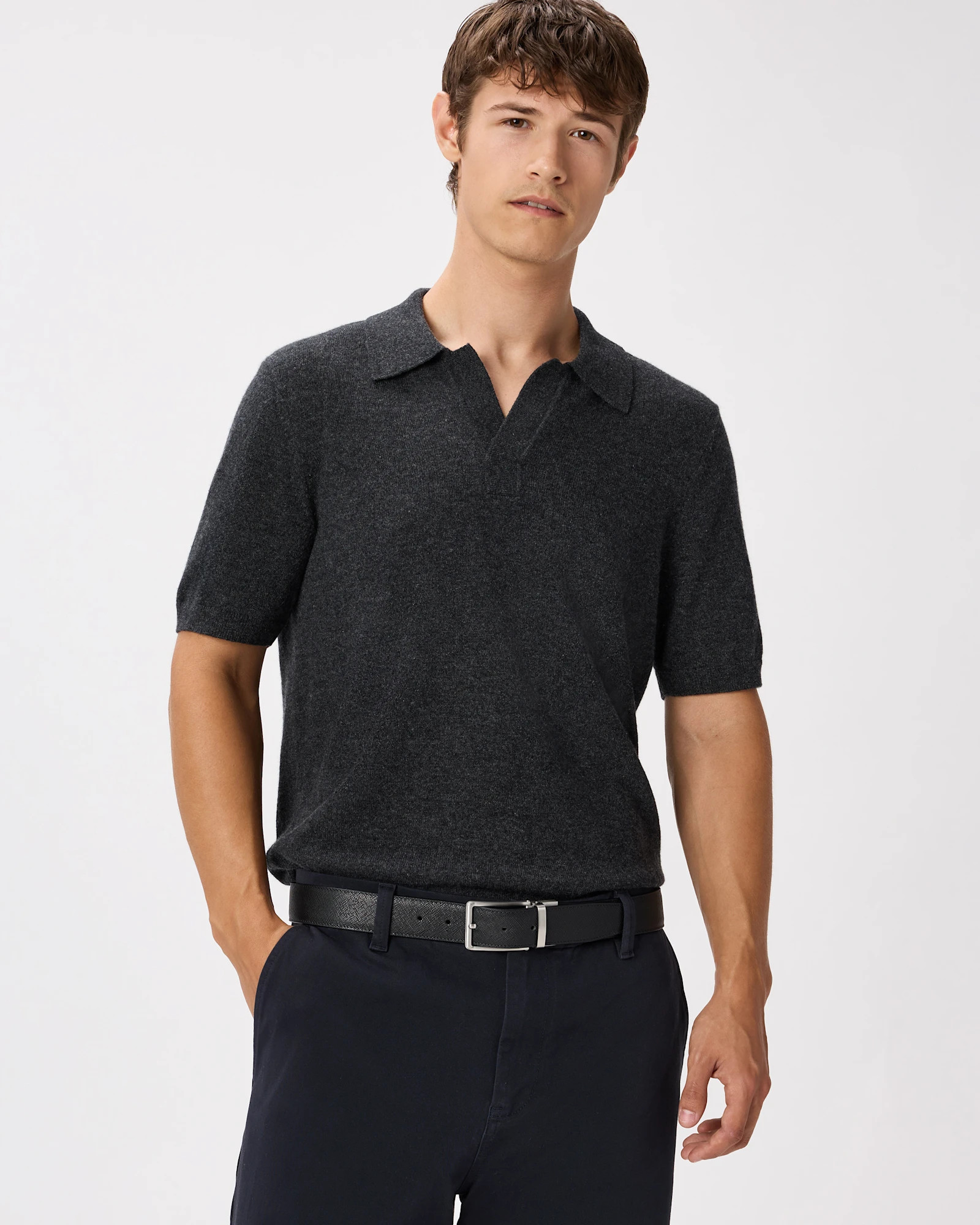 100% Mongolian Cashmere Johnny Collar Polo | Quince
