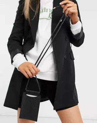 Glamorous phone holder cross body bag with strap in black weave | ASOS (Global)