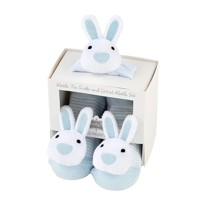 Mud Pie Bunny Wrist Sock Rattle, Blue | Amazon (US)