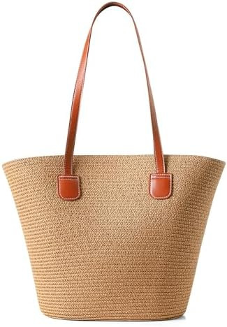 Straw Bags For Women | Travel Straw Totes Bag, Summer Woven Shoulder Bag Handbag | Amazon (US)