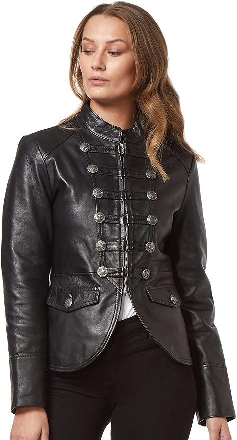 Women Real Leather Jacket 100% Lambskin Victory Military Parade Style 8976 | Amazon (US)
