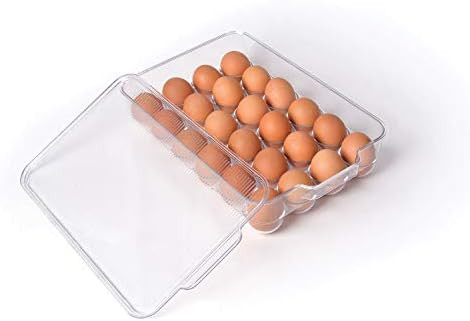 Totally Kitchen Plastic Egg Holder | BPA Free Fridge Organizer with Lid & Handles | Refrigerator ... | Amazon (US)