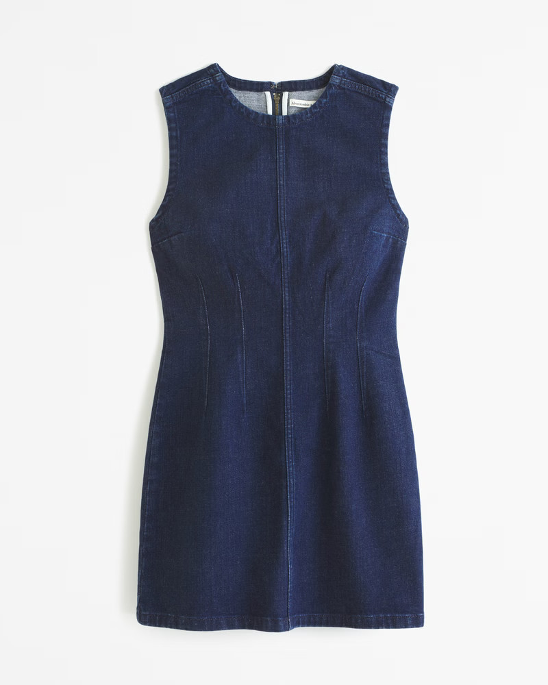 Abercrombie & Fitch Women's Shell Denim Mini Dress in Dark Wash - Size XXS PETITE | Abercrombie & Fitch (US)