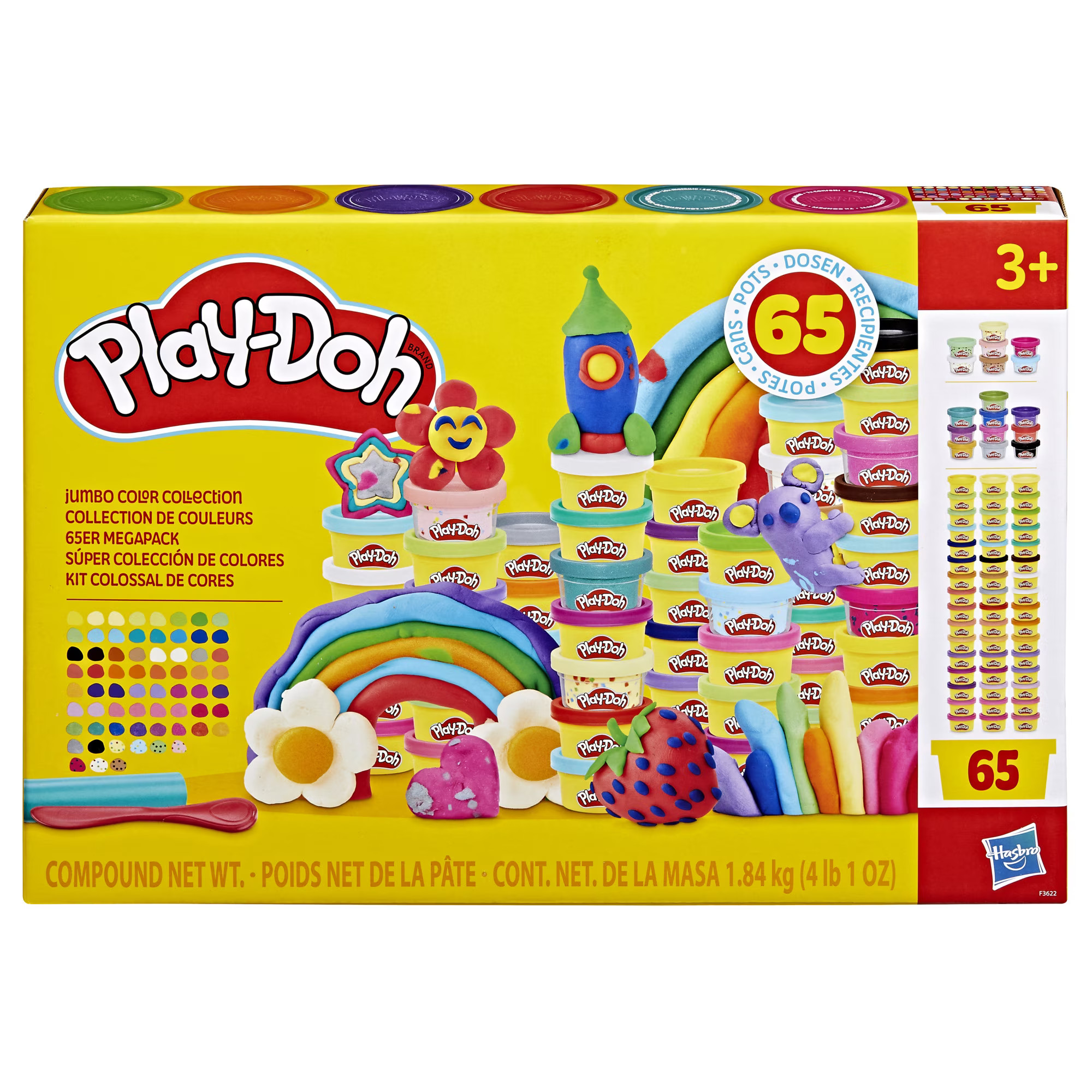 Play-Doh 65 Pack Jumbo Color Collection, Bulk 1 Ounce Cans for Kids Arts & Crafts, Preschool Toys for Girls & Boys Aged 3 Years & Up | Walmart (US)