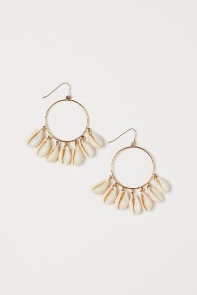 Earrings with Shells - Gold-colored/white - Ladies | H&M US | H&M (US + CA)